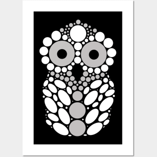 White and Silver Owl Posters and Art